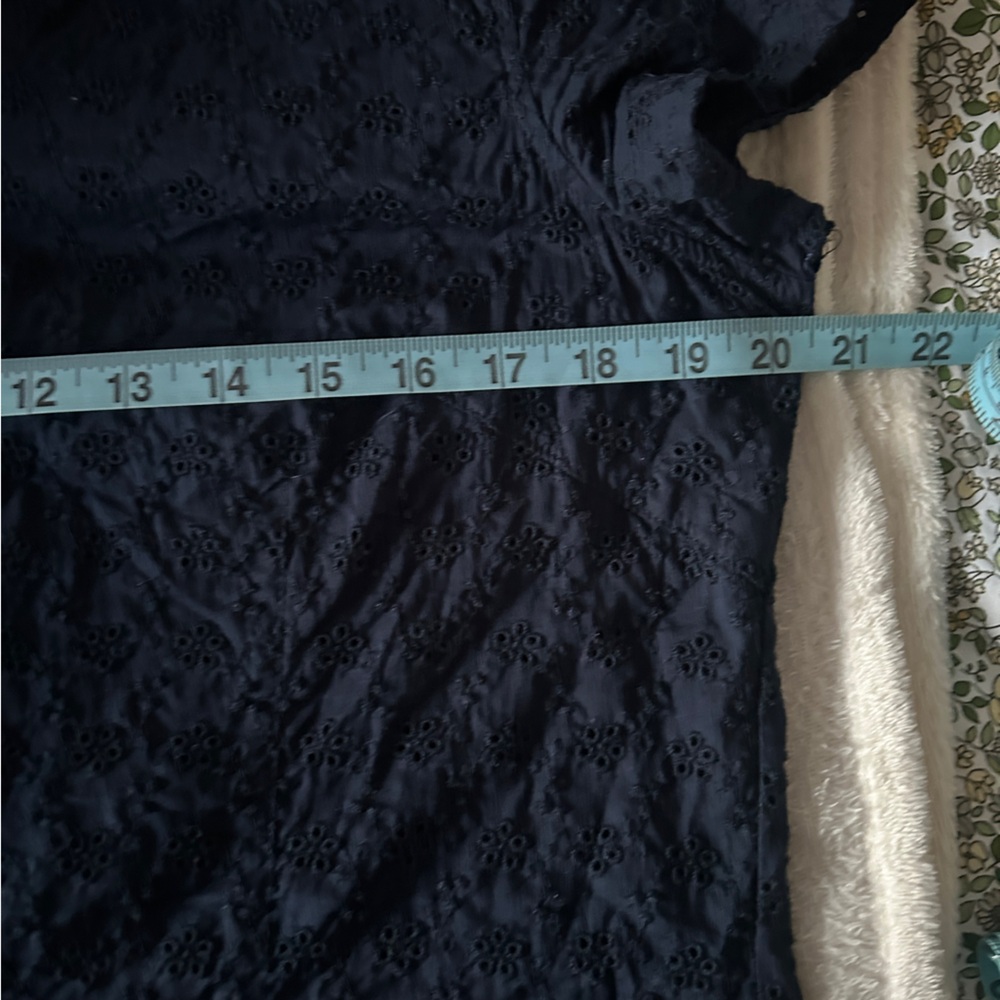 Navy Blue Short Sleeve Button-Up Top size L - Picture 5 of 7